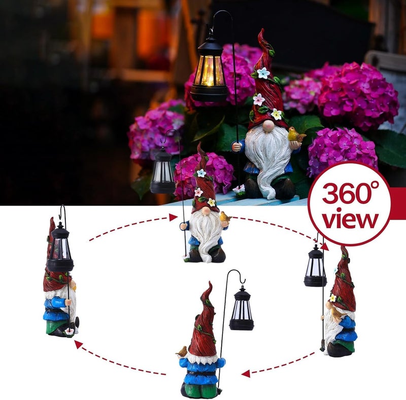 Pohabery Christmas Gnomes Outdoor Statue with Solar Lights,Solar Garden Gnomes Decorations for Yard Patio Outside Gnome Garden Decor, Gnomes Gifts for Women Mom - Image 5